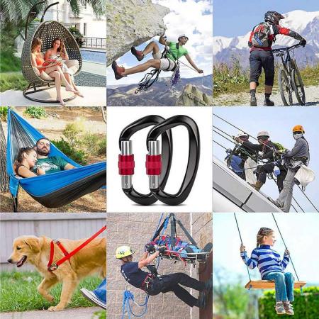 Hot Sale 25KN Outdoor Climbing Locking Aluminium Carabiner 