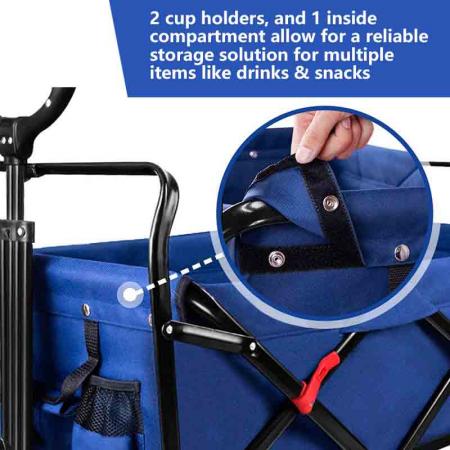 Outdoor Garden Trail Foldable Collapsible Utility Cart Wagon for Kids with Replaceable Cover 