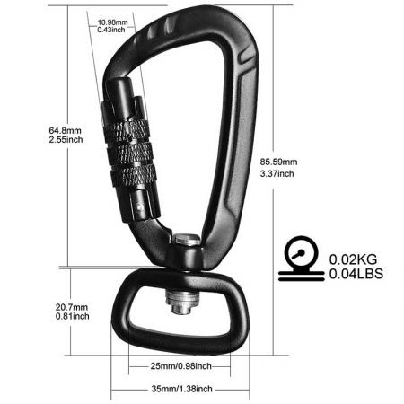 Aluminum Swivel Dog Hooks Rotating D Shape Carabiner Hook 
