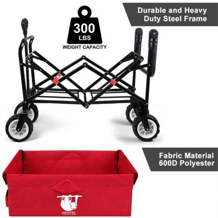 Heavy Duty Folding Outdoor Garden Beach Wagon Cart Trolley Collapsible Garden Transport Wagon 
