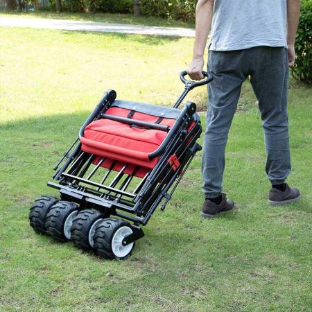 Heavy Duty Folding Outdoor Garden Beach Wagon Cart Trolley Collapsible Garden Transport Wagon 