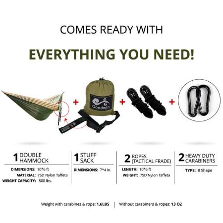 Amazon Hot Selling Outdoor Camping Hammock Portable Douable Hammock with Tree Strap 