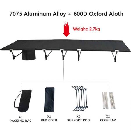 Wholesale outdoor Ultralight Portable foldable camping bed Aluminium folding bed 