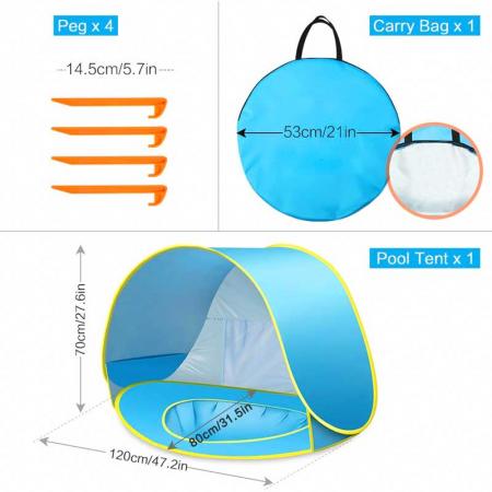 Children Portable compact pop up beach tent for baby 
