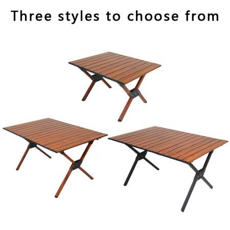 Outdoor Camping Table Aluminum Table Folding Wood Pattern Table Camping Outdoor Lightweight for Camping Beach Backyards BBQ Party 