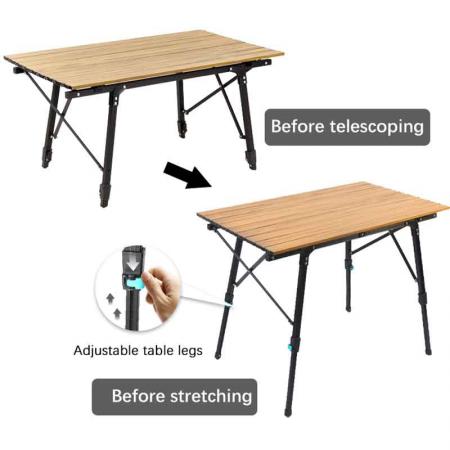 Camping Table Foldable Outdoor Camping Table Adjustable Height Adjustable Outdoor Table Portable Folding Lightweight Table for Picnic 