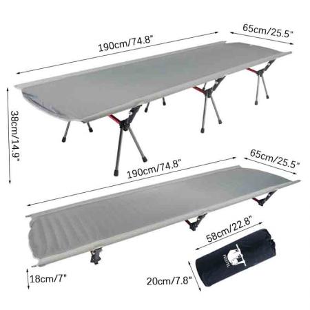 Outdoor Military Army camping equipment adjustable height Sleeping Cot folding camp bed 