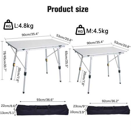 Table Foldable Portable Adjustable Table Aluminum Folding Small Lightweight Portable Camping Table for Picnic Beach Outdoor 