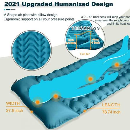 Outdoor Camping Sleeping Pad  with Built-in Pillow for Backpacking Hiking 