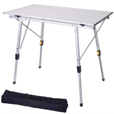Table Foldable Portable Adjustable Table Aluminum Folding Small Lightweight Portable Camping Table for Picnic Beach Outdoor 