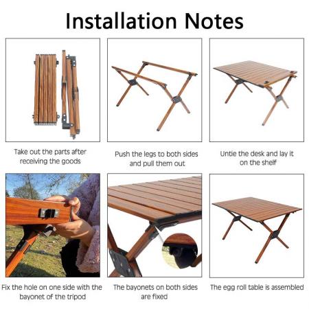 Outdoor Camping Table Aluminum Table Folding Wood Pattern Table Camping Outdoor Lightweight for Camping Beach Backyards BBQ Party 