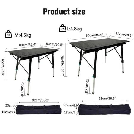 Foldable Outdoor Table Aluminum Folding Height Adjustable Folding Table Camping Outdoor Lightweight for Camping 