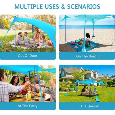 Pop Up Beach Tent Fishing Tent Sun Shelter Beach Sun Shelter with Sand Shovel Ground Pegs and Stability Poles 
