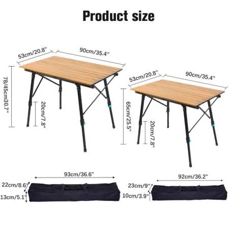 Camping Table Foldable Outdoor Camping Table Adjustable Height Adjustable Outdoor Table Portable Folding Lightweight Table for Picnic 