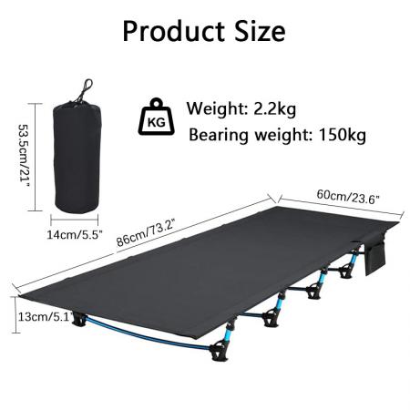 Factory wholesale price outdoor ultra light portable folding camping bed aviation aluminum folding cot 