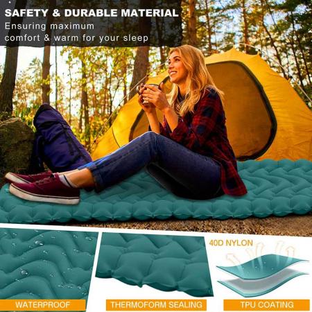 Outdoor Camping Sleeping Pad  with Built-in Pillow for Backpacking Hiking 
