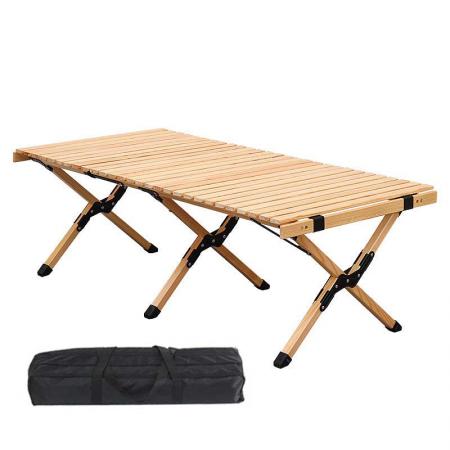 Folding Camping Table Wooden Outdoor Folding Picnic Table Wooden Table for Camp BBQ Picnic Party Beach 