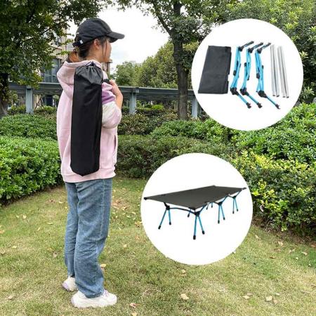 Outdoor single camping portable bed travel leisure fishing with side pockets Camping Cot 