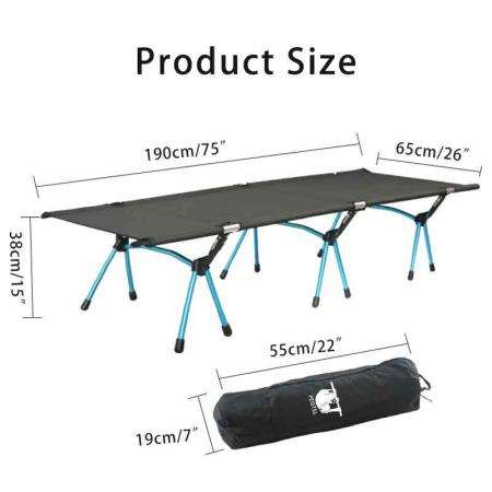 Outdoor single camping portable bed travel leisure fishing with side pockets Camping Cot 