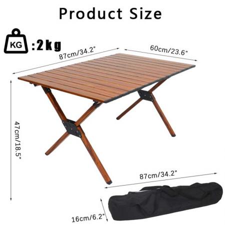 Outdoor Camping Table Aluminum Table Folding Wood Pattern Table Camping Outdoor Lightweight for Camping Beach Backyards BBQ Party 