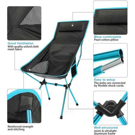 Outdoor Folding Chair Ligheweight Camping Beach Chair for Fishing Hiking Backpacking 