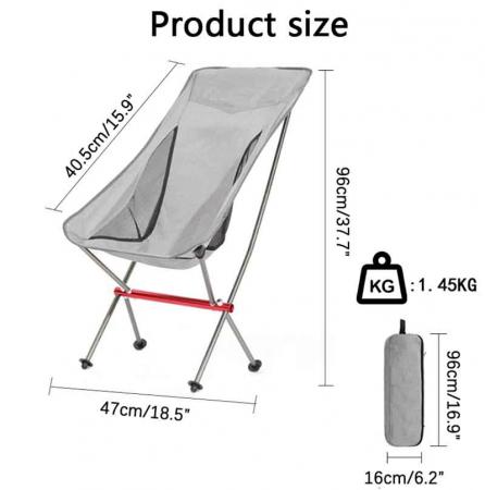 Aluminium Beach Chair Portable Camping Foldable with Carry Bag Durable Ultralight Beach Chair 