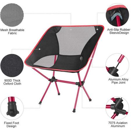 Beach Chair Foldable Outdoor Folding Chair for Camping Backpacking Picnic Beach 