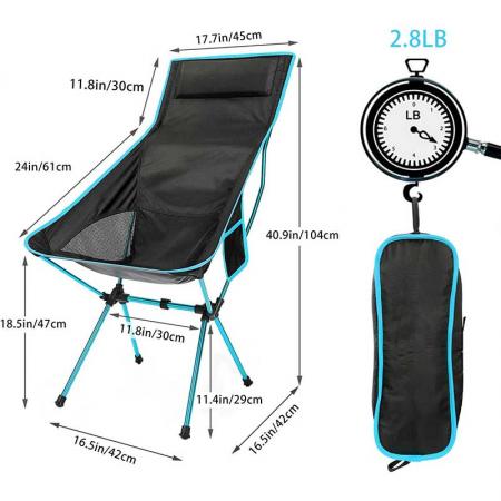 Outdoor Folding Chair Ligheweight Camping Beach Chair for Fishing Hiking Backpacking 
