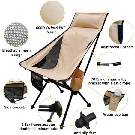 Outdoor Table and Chair set Portable Camp Folding Chair with Carry Bag Easy to Carry for Outdoors 