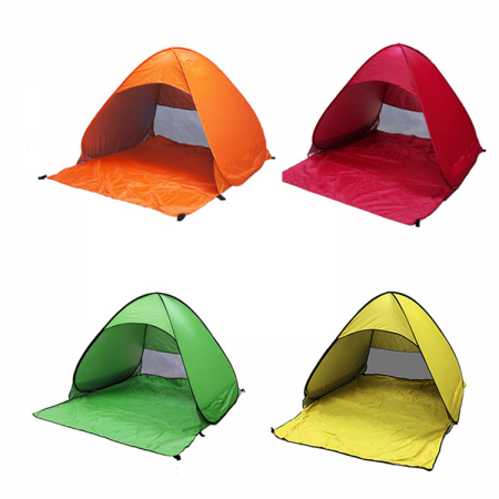 Easy Setup Beach Tent Anti-UV Beach Shade Shelter Beach Canopy Tent Sun Shade with3 Mesh Windows Fits 2-3 Person 