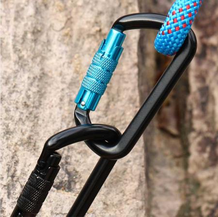 11KN D-Shaped Carabiner Aluminum clip Colorful Spring Snap Hook Climbing With Screw for Outdoor Sports