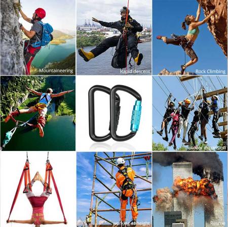 11KN D-Shaped Carabiner Aluminum clip Colorful Spring Snap Hook Climbing With Screw for Outdoor Sports