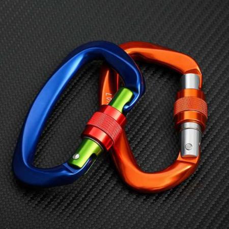 Customized Locking Carabiner Clips for Climbing and Hammock Aluminium Safety Hook 25kn 