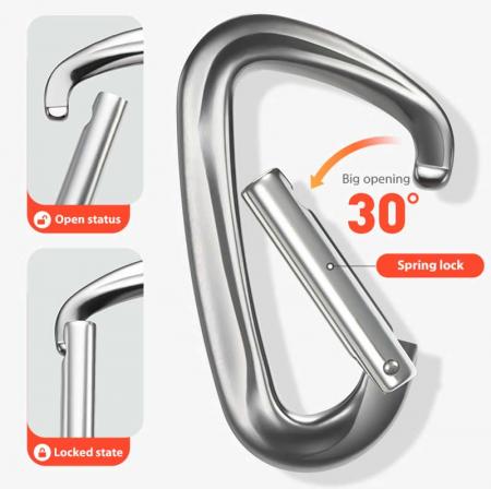 China Supplier Carabiner 7075 Aluminum D Shape Carabiner Clip Wholesale 12KN Snap Hook Outdoor Custom Logo 