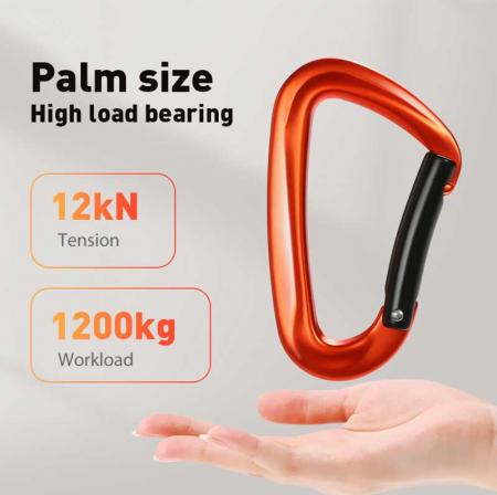 Personalized Locking Aluminium Carabiner Clip for Outdoor Hammock Snap Hook 12KN Customized LOGO