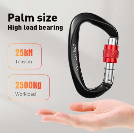 Wholesale High Strength 25kN Aluminum Alloy O-Shape Screwgate Snap Hook Carabiner Clip 