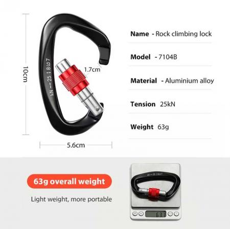 Wholesale High Strength 25kN Aluminum Alloy O-Shape Screwgate Snap Hook Carabiner Clip 