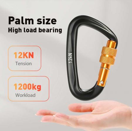 Heavy Duty Aluminium Alloy Carabiner Clip D-Ring Snap Hook Clip Tool Carrier Carabiner 12KN 