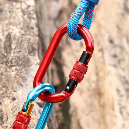 25kN D-shaped Aluminum Screw Locking Camping Climbing Hiking Carabiner Snap Hook Climbing Carabiner 
