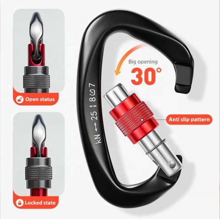 Carabiner Clips Aluminium Snap Hook 25KN Ultra-Light Locking Climbing Carabiner Customized the LOGO