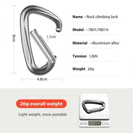 Personalized Locking Aluminium Carabiner Clip for Outdoor Hammock Snap Hook 12KN Customized LOGO