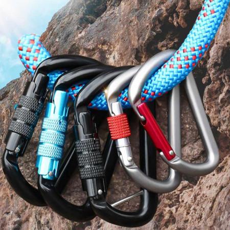 11KN Heavy Duty Aluminium Alloy Carabiner Clip D-Ring Clip Hook with Screwgate Snap Hook 