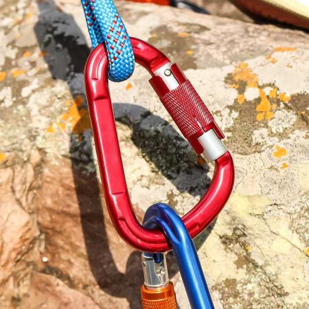 Wholesale Aluminum Alloy Outdoor 25kN Carabiner Climbing Traveling Bag Luggage Security Snap Hook Locking Carabiner 
