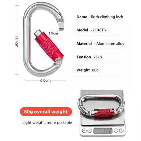 Wholesale 25KN Outdoor Carabiner Customized Logo and Color Round Climbing Snap Hook Aluminum Carabiner Hooks 