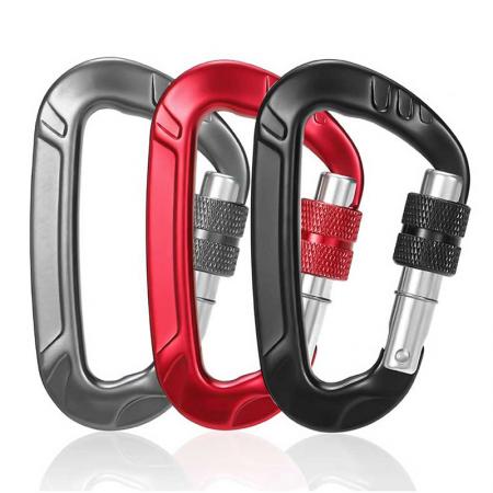 12KN Heavy Duty Aluminium Alloy Keychain Carabiner Clip for Climbing D-Ring Snap Hook with Screwgate  