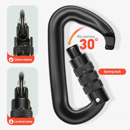 Customized Small Keychain Carabiner Snap Lock Hook Tool Aluminum D Shape Rock Climbing Carabiner Clip 