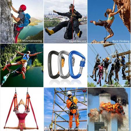 Heavy Duty Wholesale Customized Aluminum 12KN Ultra-Light Locking Climbing Carabiner Screw Snap Hook  