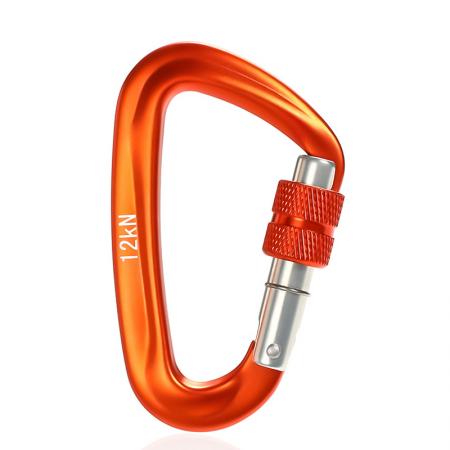 Heavy Duty Wholesale Customized Aluminum 12KN Ultra-Light Locking Climbing Carabiner Screw Snap Hook  