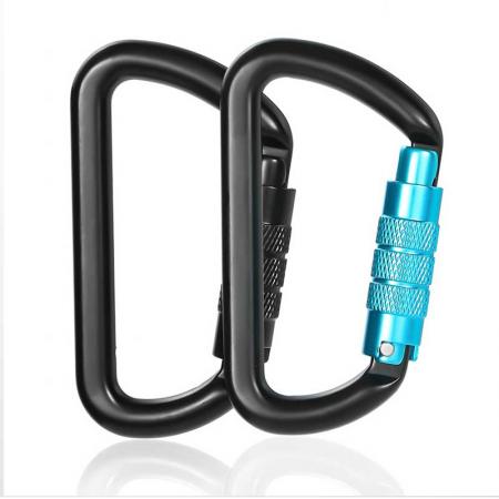 11KN D-Shaped Carabiner Aluminum clip Colorful Spring Snap Hook Climbing With Screw for Outdoor Sports