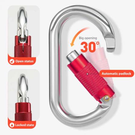 Wholesale 25KN Outdoor Customized Aluminum Rock Oval Round Shaped Auto lock Climbing Carabiner 